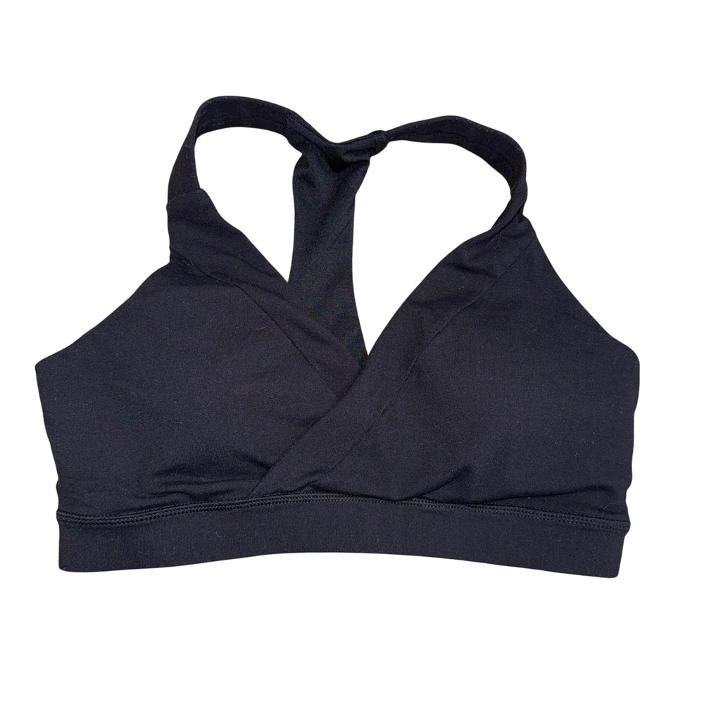 Lululemon Sports Bra Women 6 Black Excellent Surplice Wrap Racerback Activewear